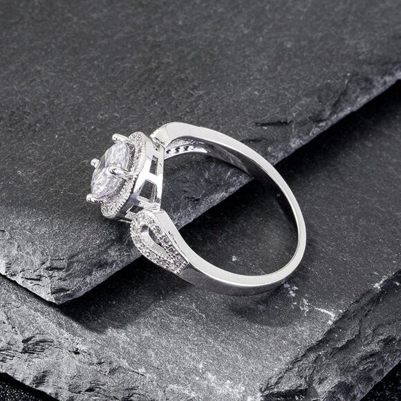 🌸Stylish Saudi Arabia White Gold Round Cut Ring for Women, MARR9360 - Picture 5 of 5